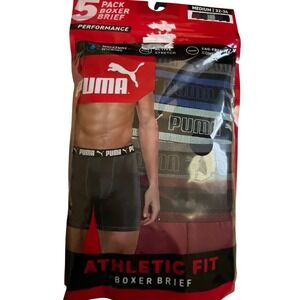 Puma 5 Pack Mens Boxer Briefs Performance Moisture Wicking Active Stretch Medium